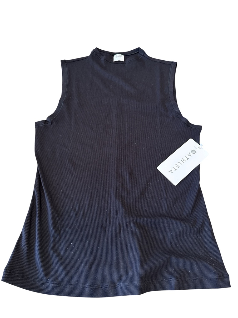 Athleta signature Rib Mock Neck Tank, NWT, Size-M, Color-Black